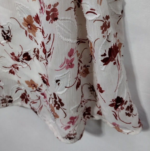 Fred David Floral Textured Button-Up Shirt Women's M White Red Cottagecore - Picture 4 of 9